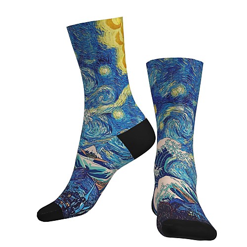 

Crew Socks Compression Socks Calf Socks Athletic Sports Socks Cycling Socks Women's Men's Bike / Cycling Lightweight Breathable Anatomic Design 1 Pair Graphic Printed Cotton Blue S M L / Stretchy
