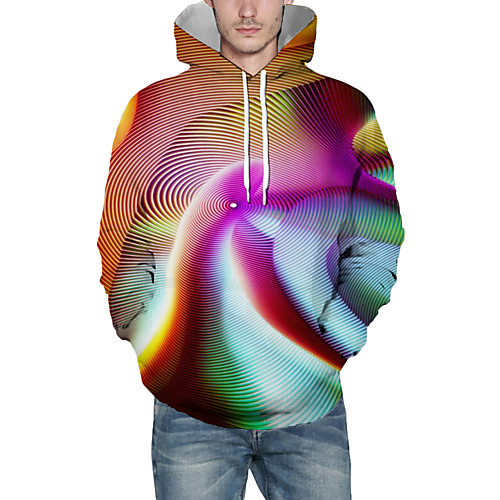 

Men's Pullover Hoodie Sweatshirt Graphic Abstract 3D Front Pocket Daily 3D Print 3D Print Casual Hoodies Sweatshirts Rainbow