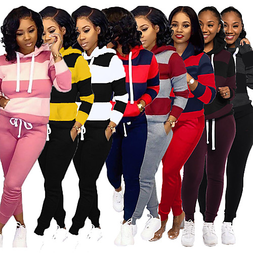 

Women's 2 Piece Patchwork Tracksuit Sweatsuit Jogging Suit Street Casual Long Sleeve Windproof Breathable Soft Fitness Running Jogging Sportswear Hoodie Track pants Black / Yellow Black Red Pink Dark