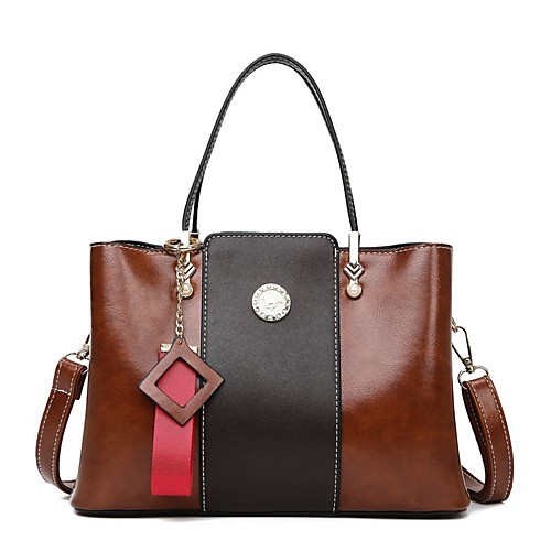 

Women's Bags PU Leather Satchel Top Handle Bag Zipper Daily Handbags Black Blue Red Brown