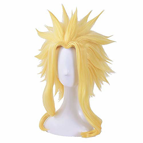 

high temperature fiber full short hair cosplay wigs hero academy anime synthetic for man white red hair (all·might daily)