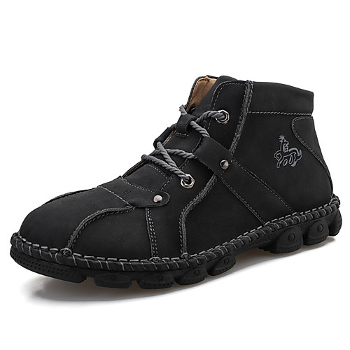 

Men's Boots Casual Daily Walking Shoes PU Warm Non-slipping Height-increasing Mid-Calf Boots Black Dark Green Brown Fall Winter