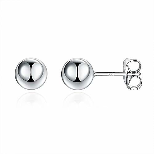 

ball stud earring for women girls - white gold plated round ball 925 sterling silver earrings for women girls, dainty hypoallergenic sterling silver stud earrings set, 3mm