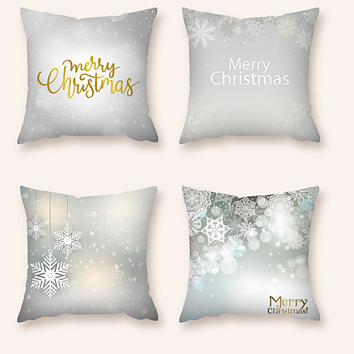 

Cushion Cover 4PCS Christmas Party Decoration Christmas Gift Short Plush Soft Decorative Square Throw Pillow Cover Cushion Case Pillowcase for Sofa Bedroom 45 x 45 cm (18 x 18 Inch) Superior Quality