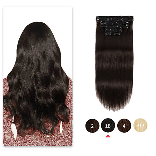 

Clip In Hair Extensions Remy Human Hair 8pcs 7 PCS Pack Straight Natural Hair Extensions