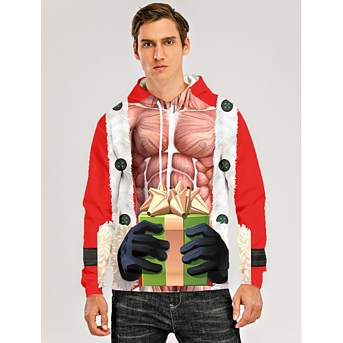 

Men's Pullover Hoodie Sweatshirt Print Graphic 3D Front Pocket Christmas Daily 3D Print 3D Print Christmas Hoodies Sweatshirts Red