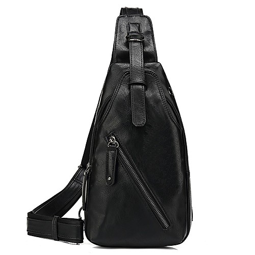

Men's Bags PU Leather Sling Shoulder Bag Chest Bag Pattern / Print Zipper Daily Outdoor MessengerBag Black