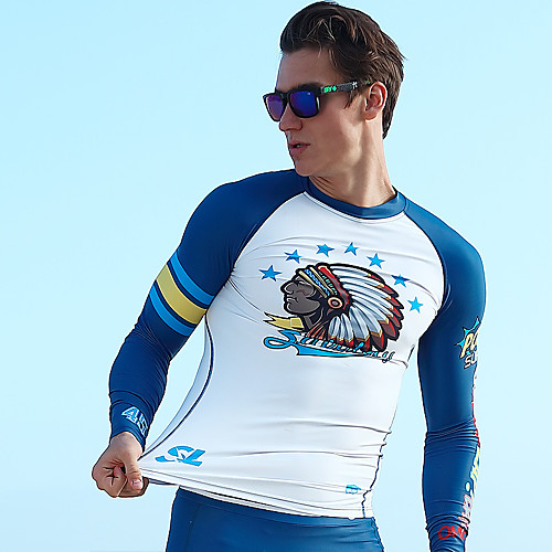 

SABOLAY Men's Rash Guard Sun Shirt Windproof Breathable Quick Dry Long Sleeve Swimming Surfing Beach Patchwork Spring & Fall Summer / Stretchy