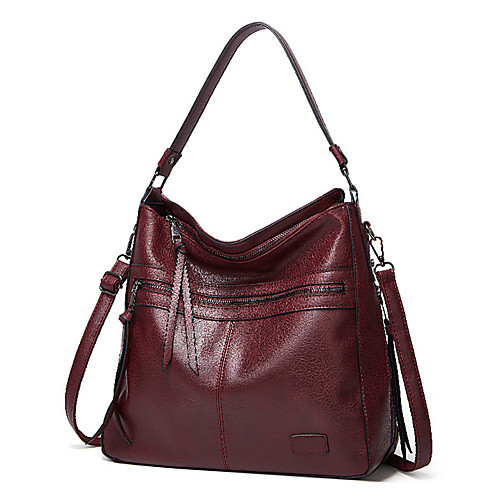 

Women's Bags PU Leather Polyester Top Handle Bag Hobo Bag Tassel Solid Color Daily Office & Career Handbags Wine Black Coffee
