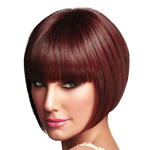 

Synthetic Wig kinky Straight Bob Wig Short Burgundy Synthetic Hair Women's Soft Adorable Fluffy Burgundy