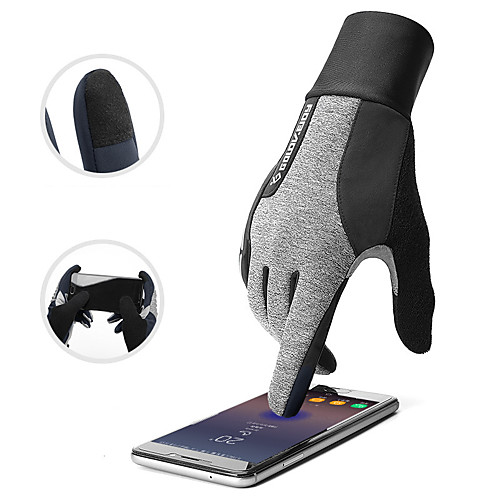 

Winter Bike Gloves / Cycling Gloves Touch Gloves Anti-Slip Waterproof Windproof Warm Full Finger Gloves Sports Gloves Fleece Grey for Adults' Outdoor Exercise Cycling / Bike