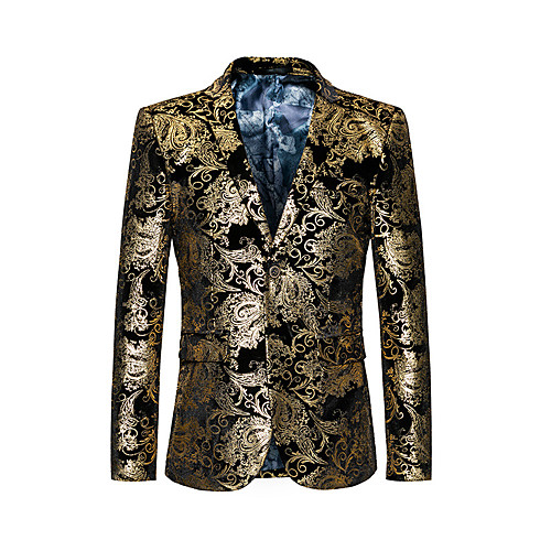 

men's dress floral suit single-breasted 3 pieces slim fit 2 buttons suit gold