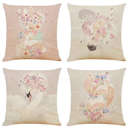 

Cushion Cover 4PC Linen Soft Decorative Square Throw Pillow Cover Cushion Case Pillowcase for Sofa Bedroom 45 x 45 cm (18 x 18 Inch) Superior Quality Mashine Washable