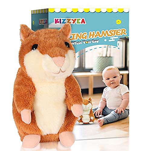 

bigger talking hamster - repeats what you say - interactive stuffed plush animal talking toy - fun gift for 2,3 year old girls,baby, kids, toddlers
