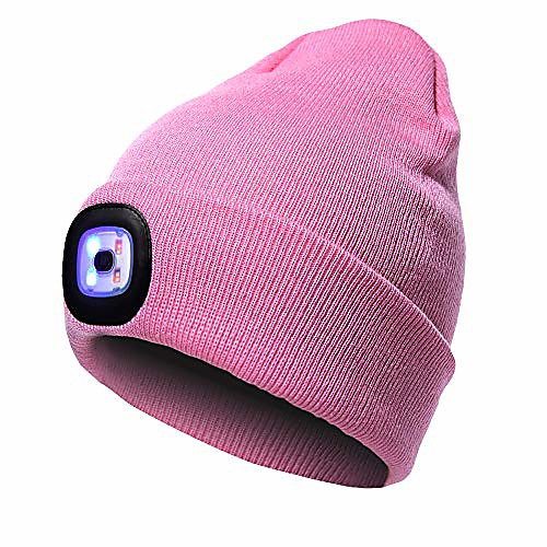 

warm bright led lighted beanie cap unisex rechargeable headlamp hat … (black)