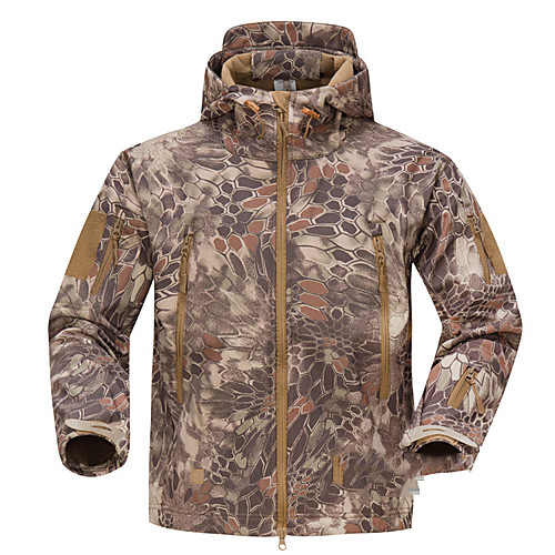 

Men's Hunting Jacket Outdoor Thermal Warm Waterproof Windproof Wearproof Fall Winter Spring Camo Coat Top Polyester Camping / Hiking Hunting Fishing Jungle camouflage Yellow Camouflage