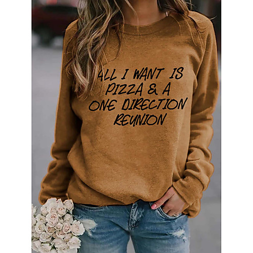 

Women's Pullover Sweatshirt Graphic Text Letter Daily Basic Casual Hoodies Sweatshirts Loose Blue Red Khaki
