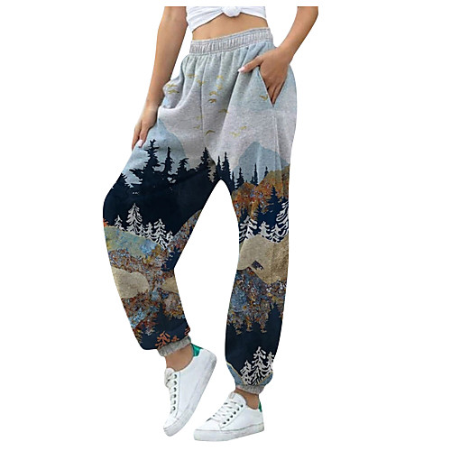 

Women's Casual Chinoiserie Breathable Daily Jogger Pants Pants Patterned Gradient Full Length Print Gradient blue Gradient yellow Yellow