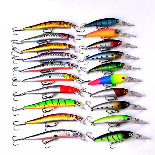 

20 pcs Lure kit Fishing Lures Minnow Lure Packs Bass Trout Pike Bait Casting