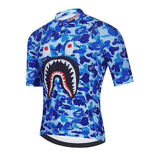 

21Grams Men's Short Sleeve Cycling Jersey Blue Animal Bike Jersey Top Mountain Bike MTB Road Bike Cycling Breathable Quick Dry Sports Clothing Apparel / Stretchy / Athletic