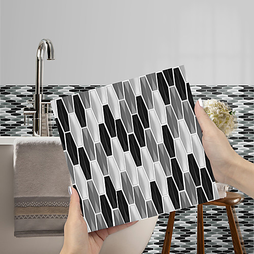 

Imitation Epoxy Tile Sticker Color Mosaic Black and White Tile Wall Sticker House Renovation DIY Self-adhesive PVC Wallpaper Painting Kitchen Waterproof and Oilproof Wall Sticker