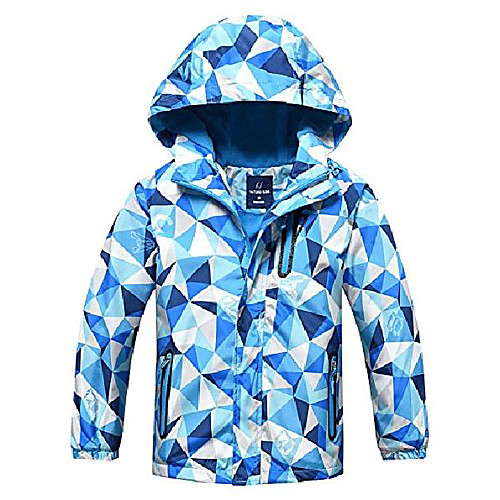 

kids girls boys hooded warm outerwear fleece liner waterproof windbreaker long sleeve outdoor overcoat jacket, 9-10y