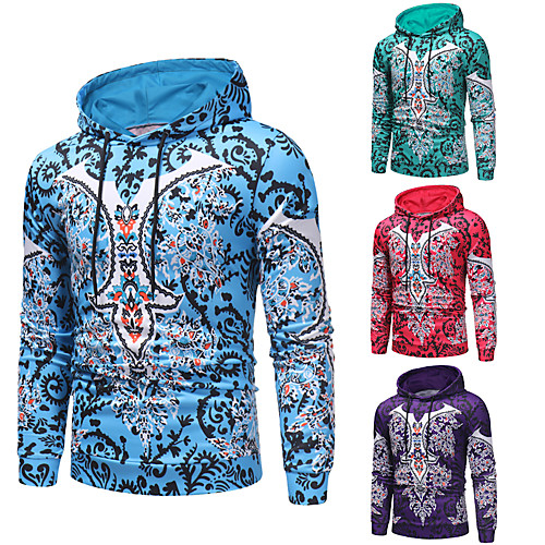 

Men's Pullover Hoodie Sweatshirt Scenery Hooded Work Casual Hoodies Sweatshirts Long Sleeve Slim White Blue Purple