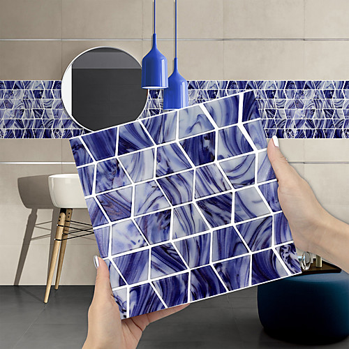 

Imitation Epoxy Tile Sticker Purple Blue Mosaic Water Corrugated Wall Sticker House Renovation DIY Self-adhesive PVC Wallpaper Painting Kitchen Waterproof and Oilproof Wall Sticker