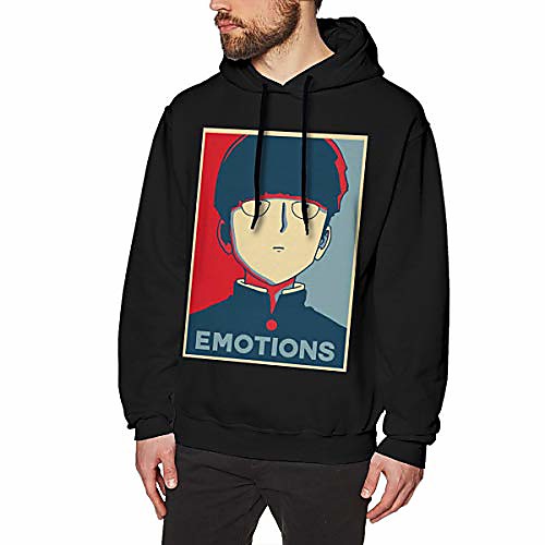 

men's mob psycho 100% pullover fleece hooded hoodies sweatshirts black