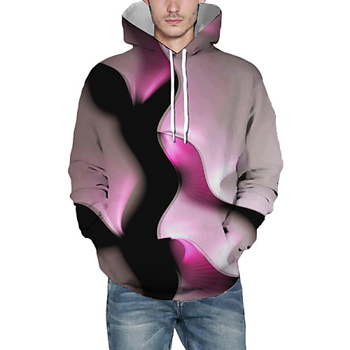 

Men's Pullover Hoodie Sweatshirt Graphic Abstract 3D Front Pocket Daily 3D Print 3D Print Casual Hoodies Sweatshirts Purple
