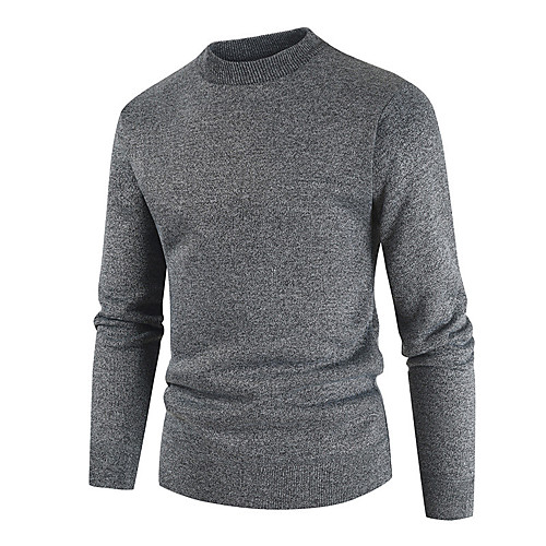 

Men's Knitted Solid Color Pullover Long Sleeve Sweater Cardigans Crew Neck Fall Winter Black Light gray Dark Gray