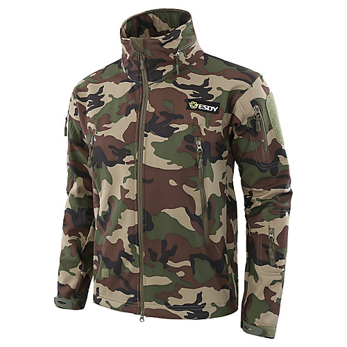 

Men's Hoodie Jacket Outdoor Thermal Warm Waterproof Windproof Wearproof Spring Fall Winter Camo Coat Top Polyester Camping / Hiking Hunting Fishing Jungle camouflage Black Camouflage