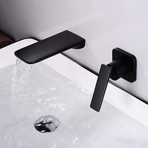 

Bathroom Sink Faucet - Wall Mount / Waterfall Electroplated Mount Inside Single Handle One HoleBath Taps(Contain Shower Faucet Rough-in Valve Body and Trim)