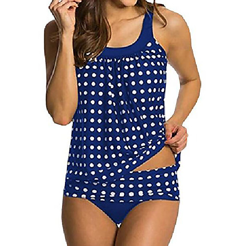 

womens retro ploka dot tankini two piece swimsuit red (m)