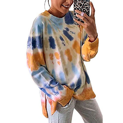 

ladies spring clothes crew neck warm basic long sleeve shirt tye dye tunic beach pullover sweatshirts for women plain t-shirts slochy kawaii sweater tie dye tshirt top tier orange x-large