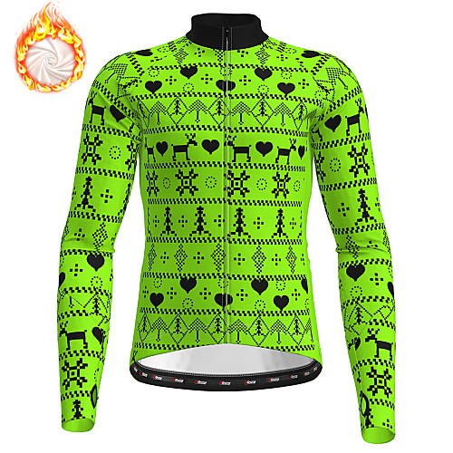 

21Grams Men's Long Sleeve Cycling Jersey Winter Fleece Polyester Yellow Red Blue Christmas Bike Jersey Top Mountain Bike MTB Road Bike Cycling Fleece Lining Warm Quick Dry Sports Clothing Apparel