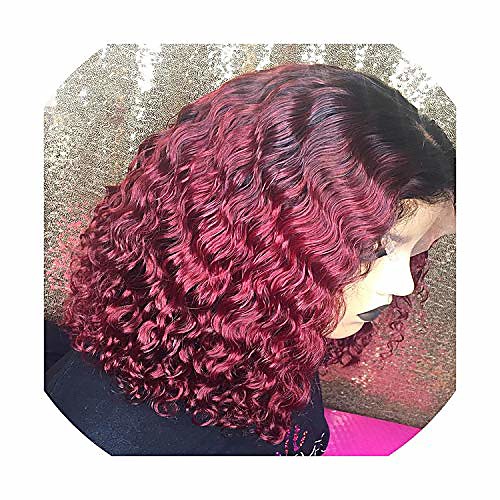 

synthetic non-lace short curly wigs with baby hair brazilian 1b 27 burgundy honey blonde bob wig for black woman hair,t1b/burgundy,10inches