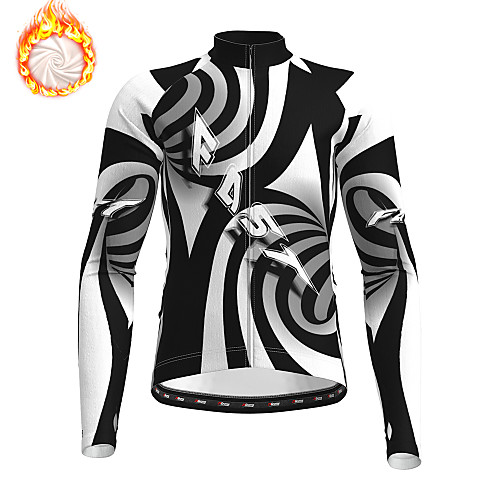 

21Grams Men's Long Sleeve Cycling Jersey Winter Fleece BlackWhite Bike Jersey Top Mountain Bike MTB Road Bike Cycling Fleece Lining Warm Quick Dry Sports Clothing Apparel / Stretchy / Athleisure