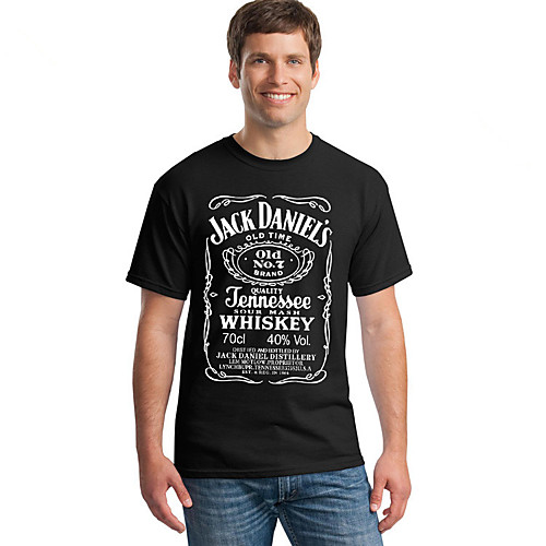 

Men's T shirt Other Prints Letter Print Short Sleeve Daily Tops Cotton Basic White Black Red