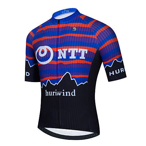 

21Grams Men's Short Sleeve Cycling Jersey Dark Blue Stripes Bike Jersey Top Mountain Bike MTB Road Bike Cycling Breathable Quick Dry Sports Clothing Apparel / Stretchy / Athletic