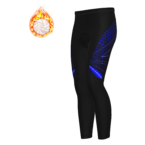 

21Grams Men's Cycling Tights Cycling Pants Winter Fleece Bike Tights Padded Shorts / Chamois Pants Thermal Warm Fleece Lining Breathable Sports Black / Blue Mountain Bike MTB Road Bike Cycling