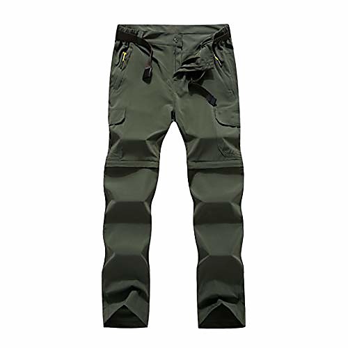 

men convertible quick dry breathable outdoor pants male summer hiking climbing cargo hiking pants shorts (green, 41w/42l)