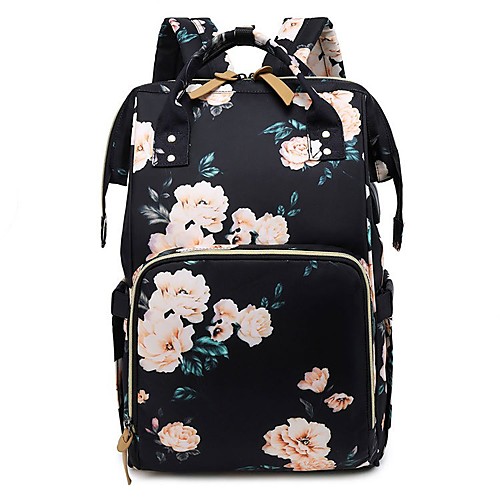 

Women's Polyester Diaper Bag Commuter Backpack Large Capacity Waterproof Zipper Daily Backpack Black Blue Blushing Pink