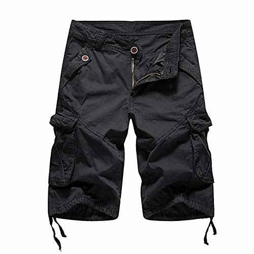 

mens military cargo shorts army camouflage tactical shorts cotton loose work casual short 502black 29