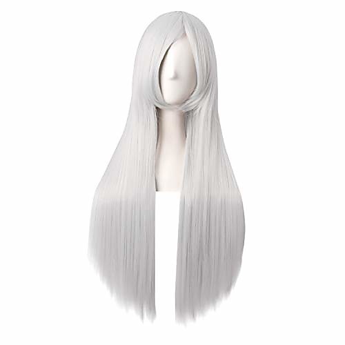 

32 inch/80cm long straight anime costume cosplay wig party wig (silver)