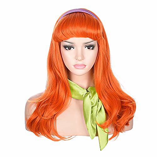 

morvally long wavy ginger orange bangs synthetic wigs for women(note:only wig)