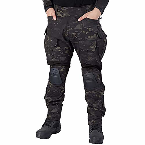 

g3 combat pants multicam men pants with knee pads airsoft hunting military paintball tactical camo trousers (multicam black, 38w/33l)