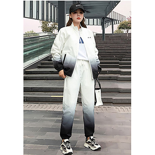 

Women's 2 Piece Full Zip Tracksuit Sweatsuit Street Casual Long Sleeve 2pcs Thermal Warm Soft Fitness Gym Workout Running Walking Jogging Sportswear Color Gradient Outfit Set Clothing Suit Jacket