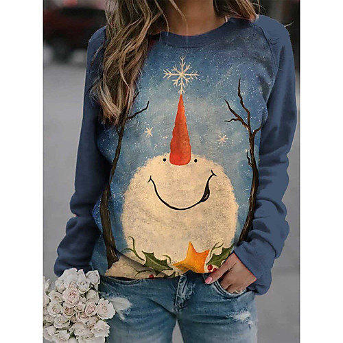 

Women's Pullover Sweatshirt Graphic Christmas 3D Print Christmas Hoodies Sweatshirts Blue Gray
