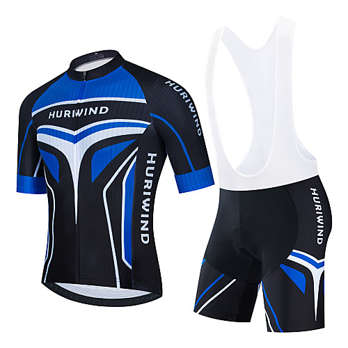 

21Grams Men's Short Sleeve Cycling Jersey with Bib Shorts Cycling Jersey with Shorts Black Blue BlackWhite Bike Breathable Quick Dry Sports Graphic Mountain Bike MTB Road Bike Cycling Clothing
